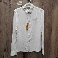 MENS LS Show Shirt *gc, puckers, dingy, crinkled & puckered cuffs & collars, popped pit seams
