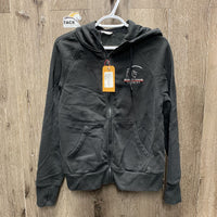 LS Sweatshirt Hoodie Jacket, Zipper "Prospect Downs" *gc, faded, hairy, shrunk?wavy zipper
