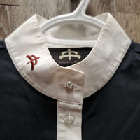 SS Polo Show Shirt, 1/4 Button Up, attached button up *gc, crinkled collar
