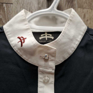 SS Polo Show Shirt, 1/4 Button Up, attached button up *gc, crinkled collar