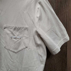 MENS SS Polo Show Shirt, 1/4 Button Up *vgc, mnr puckers, dingy & crinkled collar