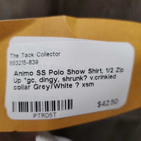 SS Polo Show Shirt, 1/2 Zip Up *gc, dingy, shrunk? v.crinkled collar
