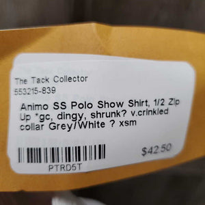 SS Polo Show Shirt, 1/2 Zip Up *gc, dingy, shrunk? v.crinkled collar