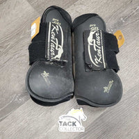 Pr Open Front Boots, velcro *gc/fair, faded, scuffs, older, v,rubbed/pilly edges
