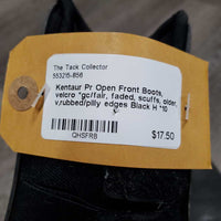 Pr Open Front Boots, velcro *gc/fair, faded, scuffs, older, v,rubbed/pilly edges
