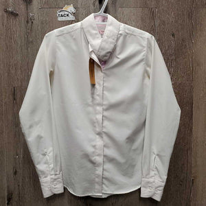 LS Show Shirt, attached snap collar *gc, pit stains, seam puckers, older