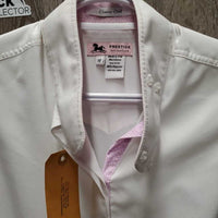 LS Show Shirt, attached snap collar *gc, pit stains, seam puckers, older
