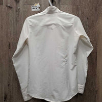 LS Show Shirt, attached snap collar *gc, pit stains, seam puckers, older
