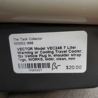 VECTOR Model VEC246 7 Liter Warming or Cooling Travel Cooler, 12v Vehicle Plug in, shoulder strap *vgc, WORKS, older, clean, mnr marks
