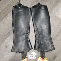 Pr Leather Half Chaps, Velcro Zipper Cover *xc, mnr dirt & rubs
