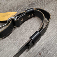 Thick Adjustable Leather Belt, Eggbutt Bit Slide Buckle *gc, bent, stiff, scraped edges
