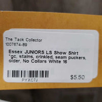 JUNIORS LS Show Shirt *gc, stains, crinkled, seam puckers, older, No Collars
