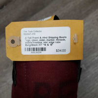 4 Tall Front & Hind Shipping Boots *vgc, clean, older, marker, threads, stains?residue, mnr edge rubs
