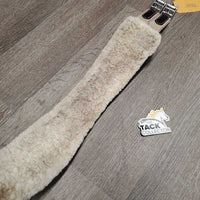 Leather Girth, Sheepskin Velcro Liner, 2x els *gc, clean & dirty, rubs, faded spots, scratches, older
