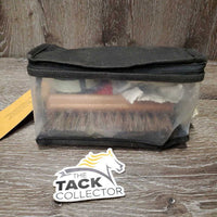 Boot Polishing Kit: Kiwi Brush, Brown Shine, Black Shoe Cream, Sponge, Cloth, bag *vgc, almost full, clean
