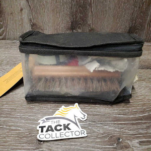 Boot Polishing Kit: Kiwi Brush, Brown Shine, Black Shoe Cream, Sponge, Cloth, bag *vgc, almost full, clean