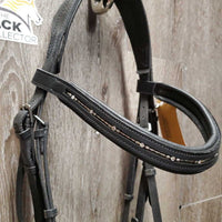 Magnetic Crown Bridle, Leather Rubber Lined Reins, Bling Browband *vgc, clean, dirt/residue, rubs, mnr threads
