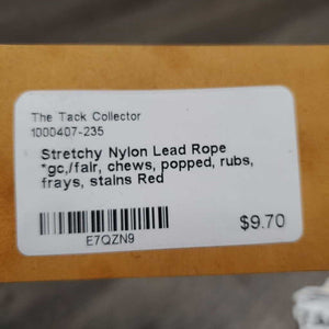 Stretchy Nylon Lead Rope *gc,/fair, chews, popped, rubs, frays, stains