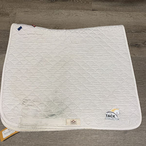 Quilt Dressage Saddle Pad *gc, older, dingy, cut tabs, mnr hair, stains, rubs, pills