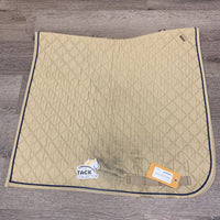 Quilt Dressage Saddle Pad, piping *gc, cut tabs, hairy, stains, rubs, pills
