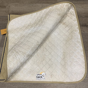 Quilt Dressage Saddle Pad, piping *gc, cut tabs, hairy, stains, rubs, pills