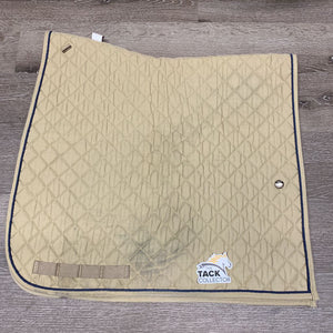 Quilt Dressage Saddle Pad, piping *gc, cut tabs, hairy, stains, rubs, pills