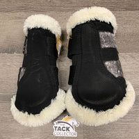 Pr Thick Closed Boots, Fleece Lined, Velcro *gc, clean, hairy, rubs, faded, v.hairy velcro
