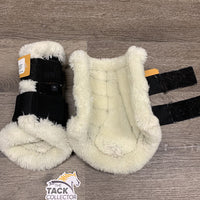 Pr Thick Closed Boots, Fleece Lined, Velcro *gc, clean, hairy, rubs, faded, v.hairy velcro
