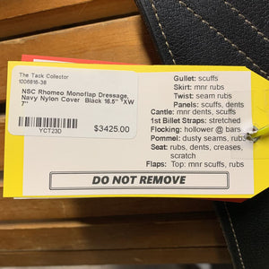16.5" *XW 7" NSC Rhomeo Monoflap Dressage, Navy Nylon Cover, Wool Flocking, XL Short Front Block, Front & Rear Gusset Panels, Flaps: 16.5"L x 9"W Serial # BS6635 2015