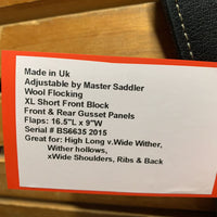 16.5" *XW 7" NSC Rhomeo Monoflap Dressage, Navy Nylon Cover, Wool Flocking, XL Short Front Block, Front & Rear Gusset Panels, Flaps: 16.5"L x 9"W Serial # BS6635 2015
