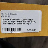 Technical Lady Show Jacket, tags, extra buttons *new, mnr dirt/dust
