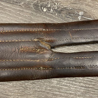 Thick Leather Girth *fair, older, clean, stains, hair, edges: torn/split, split - torn edges, dry, stiff, deep creases

