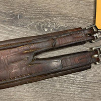 Thick Leather Girth *fair, older, clean, stains, hair, edges: torn/split, split - torn edges, dry, stiff, deep creases

