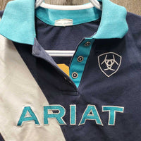 JUNIORS SS Polo Shirt, 1/4 Button Up *gc, dingy, faded, mnr stains, rubs, faded
