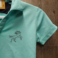 JUNIORS SS V Neck Polo Shirt *gc, mnr rubs, hair, dirt?stains
