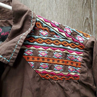 LS Western Shirt, snaps, embroidered *vgc, mnr hair & wrinkled
