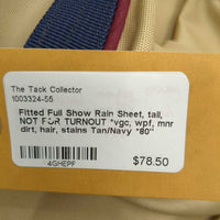 Fitted Full Show Rain Sheet, tail, NOT FOR TURNOUT *vgc, wpf, mnr dirt, hair, stains
