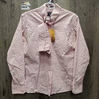 LS Show Shirt, 2x Velcro Collars *fair/gc, pits, crinkled, seam puckers, older
