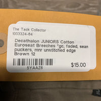 JUNIORS Cotton Euroseat Breeches *gc, faded, seam puckers, mnr unstitched edge
