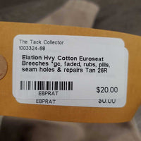 Hvy Cotton Euroseat Breeches *gc, faded, rubs, pills, seam holes & repairs
