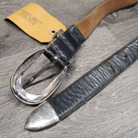 Soft Leather Belt, buckle *fair, dents, v.rubbed & creased, scraped edges, faded, stretched, stains
