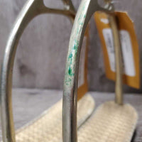 Pr Hvy Stirrup Irons, grips *gc, clean, residue, stains, grips: cracking & too big
