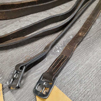 Pr v.Thick Stirrup Leathers *gc/fair, v.stiff, uneven, thread, scrapes, xholes, rubs
