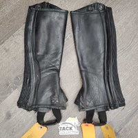 Pr Leather Half Chaps *gc, clean, mnr lining tear scuffs, rubs, faded, stretch els, undone stitching, curled
