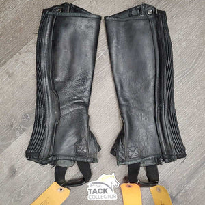 Pr Leather Half Chaps *gc, clean, mnr lining tear scuffs, rubs, faded, stretch els, undone stitching, curled