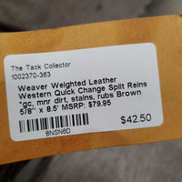 Weighted Leather Western Quick Change Split Reins *gc, mnr dirt, stains, rubs
