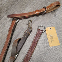 Basket Weave Stamped Leather Western Breast Collar *gc, dirt, dry, crackles, split leather at center ring, rubs, rust, 1 missing strap
