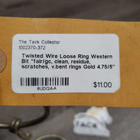 Twisted Wire Loose Ring Western Bit *fair/gc, clean, residue, scratches, v.bent rings
