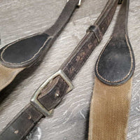 Elastic & Leather Breastplate, snaps *fair/gc, thin sheepskin, xholes, dry, stiff, dirty, scraped edges, faded
