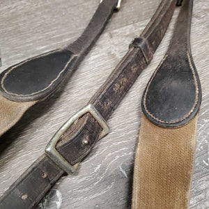 Elastic & Leather Breastplate, snaps *fair/gc, thin sheepskin, xholes, dry, stiff, dirty, scraped edges, faded